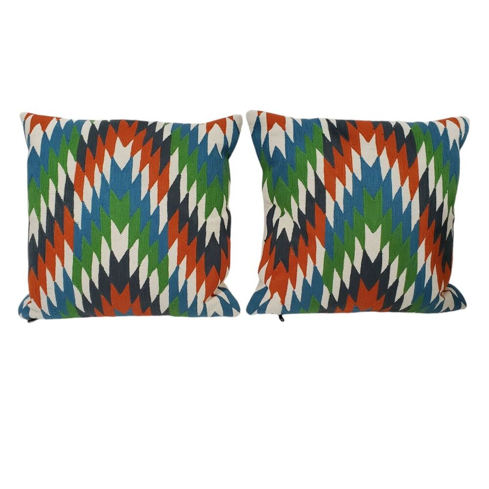 Crate & Barrel Tempest Pair Knit Pillow Cushion Cover Feather Insert 16x16